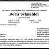 Schieb Doralies 1916-1998 Todesanzeige